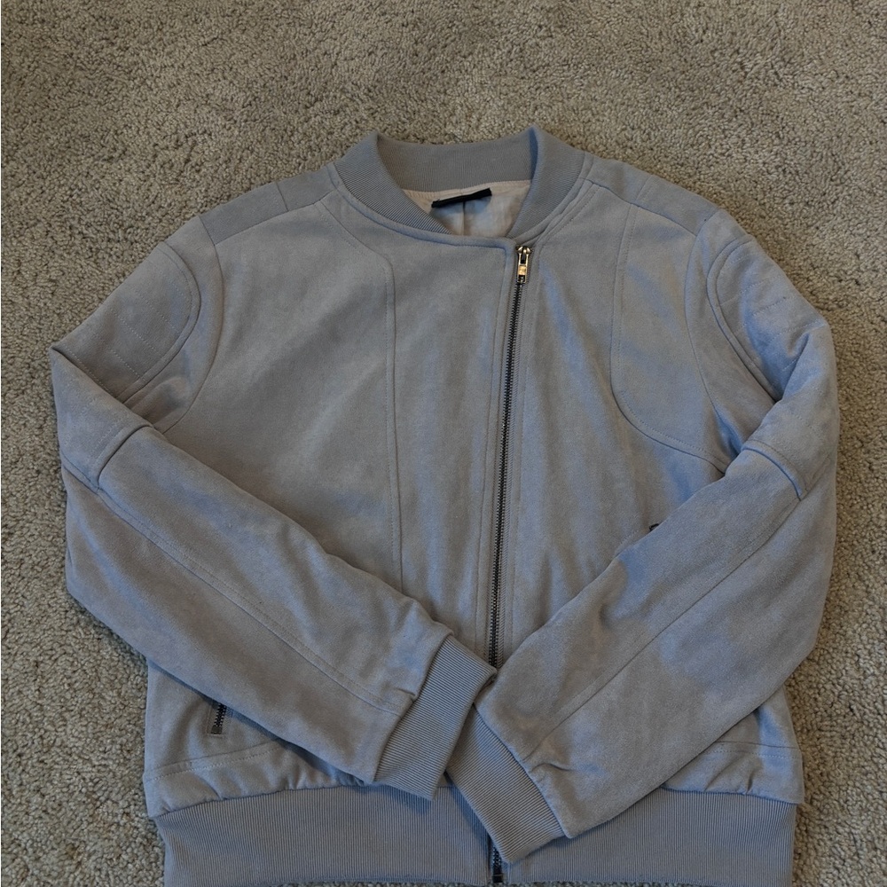 VICI Light Gray Suede Bomber Jacket